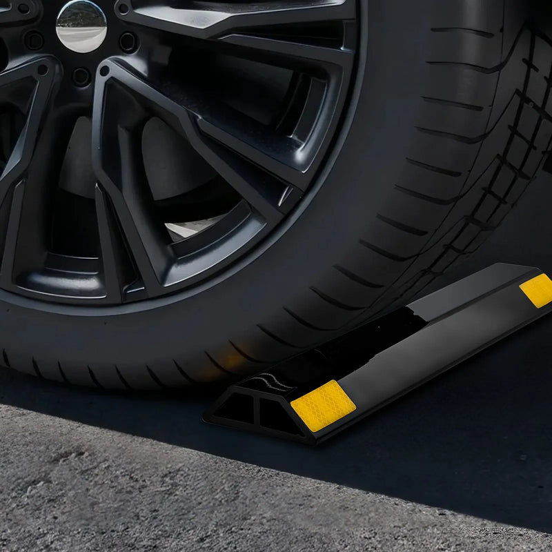 VEVOR stāvvietas apstādinātājs, 446 mm, 2 gab., pastiprināts PP materiāla garāžas grīdas ierobežotājs ar atstarojošām joslām, piemērots automašīnām, furgoniem un kravas transportlīdzekļiem