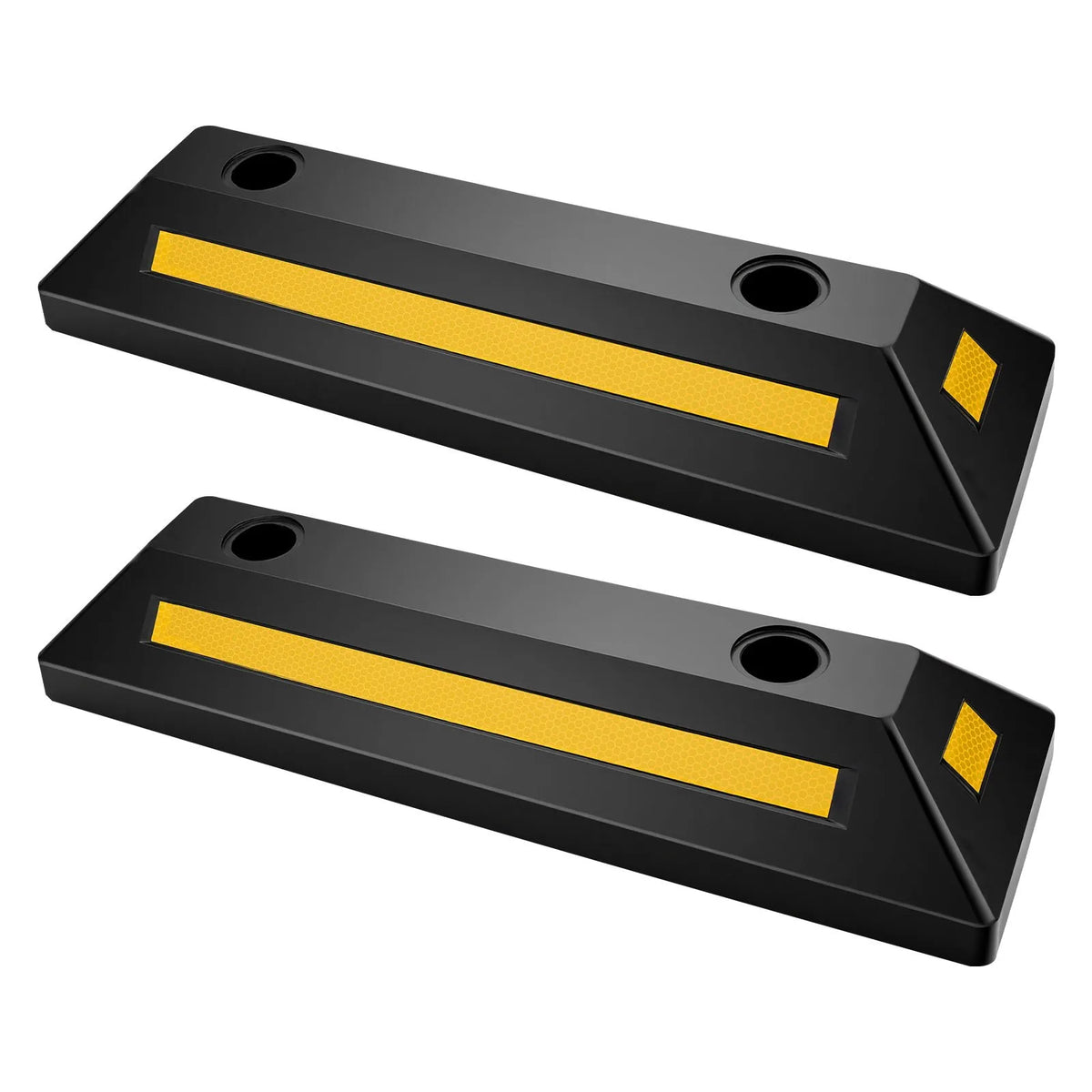 VEVOR Rubber Parking Stopper, 548 mm, 2 pcs, Reinforced Garage Floor Barrier with Reflective Strips for Cars, Vans and Trucks