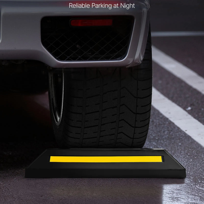 VEVOR gumijas stāvvietas apstādinātājs, 548 mm, 2 gab., pastiprināts garāžas grīdas ierobežotājs ar atstarojošām joslām automašīnām, furgoniem un kravas transportam