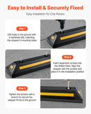 VEVOR gumijas stāvvietas apstādinātājs, 548 mm, 2 gab., pastiprināts garāžas grīdas ierobežotājs ar atstarojošām joslām automašīnām, furgoniem un kravas transportam