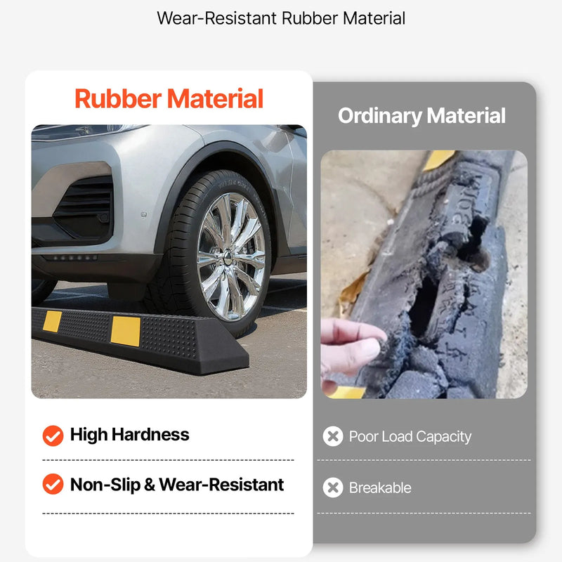 VEVOR gumijas stāvvietas apstādinātājs, 1840 mm, pastiprināts garāžas grīdas ierobežotājs ar atstarojošām joslām automašīnām, furgoniem un kravas transportam