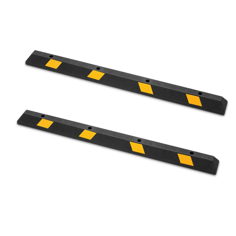 VEVOR gumijas stāvvietas apstādinātājs, 1840 mm, 2 gab., pastiprināts garāžas grīdas ierobežotājs ar atstarojošām joslām, piemērots automašīnām, furgoniem un kravas transportlīdzekļiem