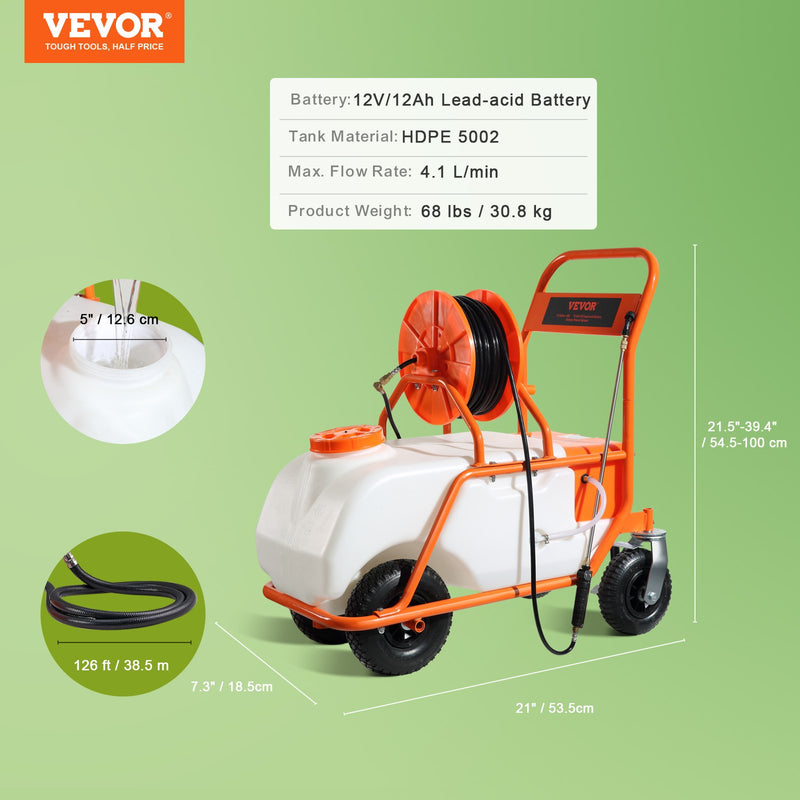 VEVOR 60 L акумулятор dārza smidzinātājs, spiediens 0-6 bar