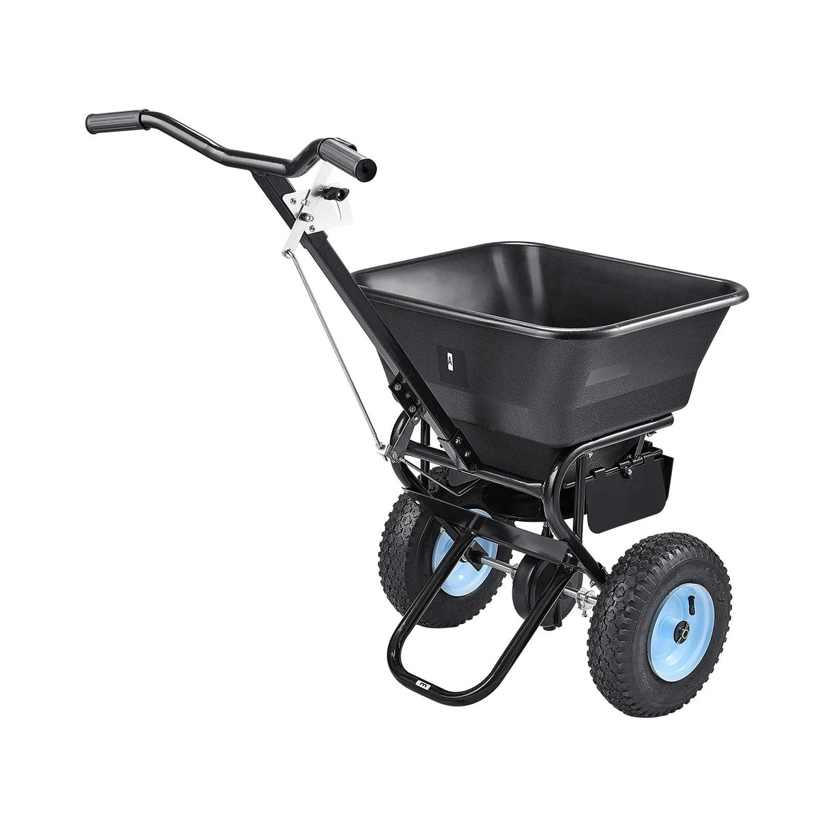 VEVOR stumjamais zāliena izkliedētājs ar 45,4 kg ietilpību, 0–3 m izkliedes platums, 33 cm visurgājēja pneimatiskās riepas, mēslojuma izkliedētājs ar tvertnes režģi sēklām, sālim un pretslīdes materiāliem - ZEMLETES.LV