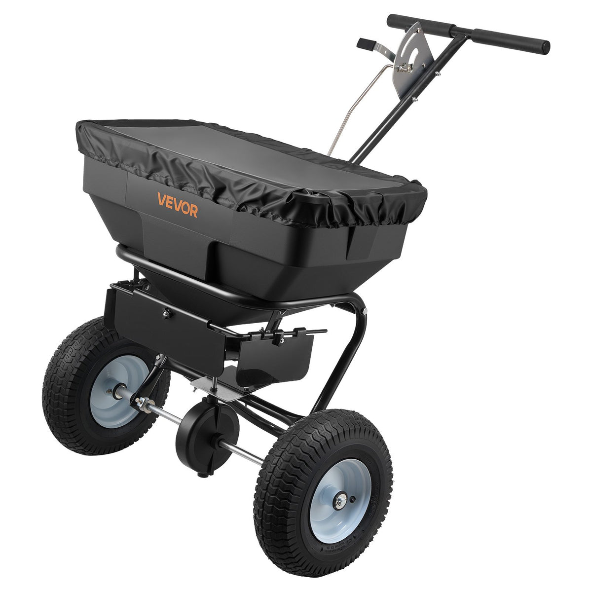VEVOR stumjamais izkliedētājs ar 3,66 m izkliedes platumu, 33 cm visurgājēja riepas, regulējama padeves kontrole, 59 kg ietilpības tvertne, piemērots mēslojumam, sēklām un pretslīdes materiāliem - ZEMLETES.LV
