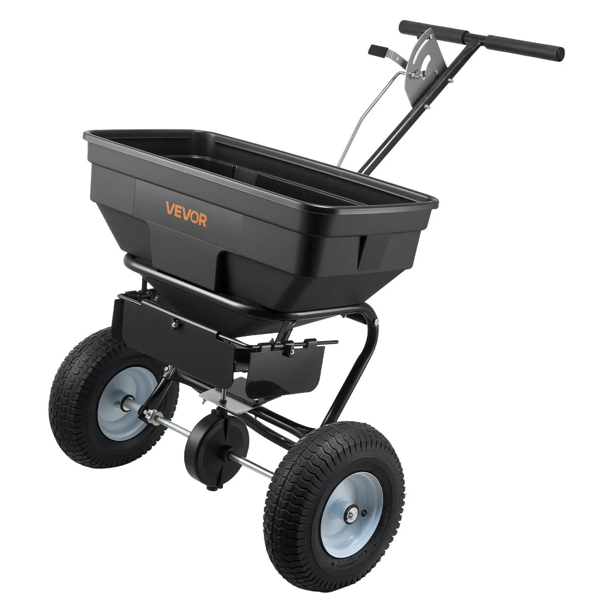 VEVOR stumjamais izkliedētājs ar 3,66 m izkliedes platumu, 33 cm visurgājēja riepas, regulējama padeves kontrole, 59 kg ietilpības tvertne, piemērots mēslojumam, sēklām un pretslīdes materiāliem - ZEMLETES.LV