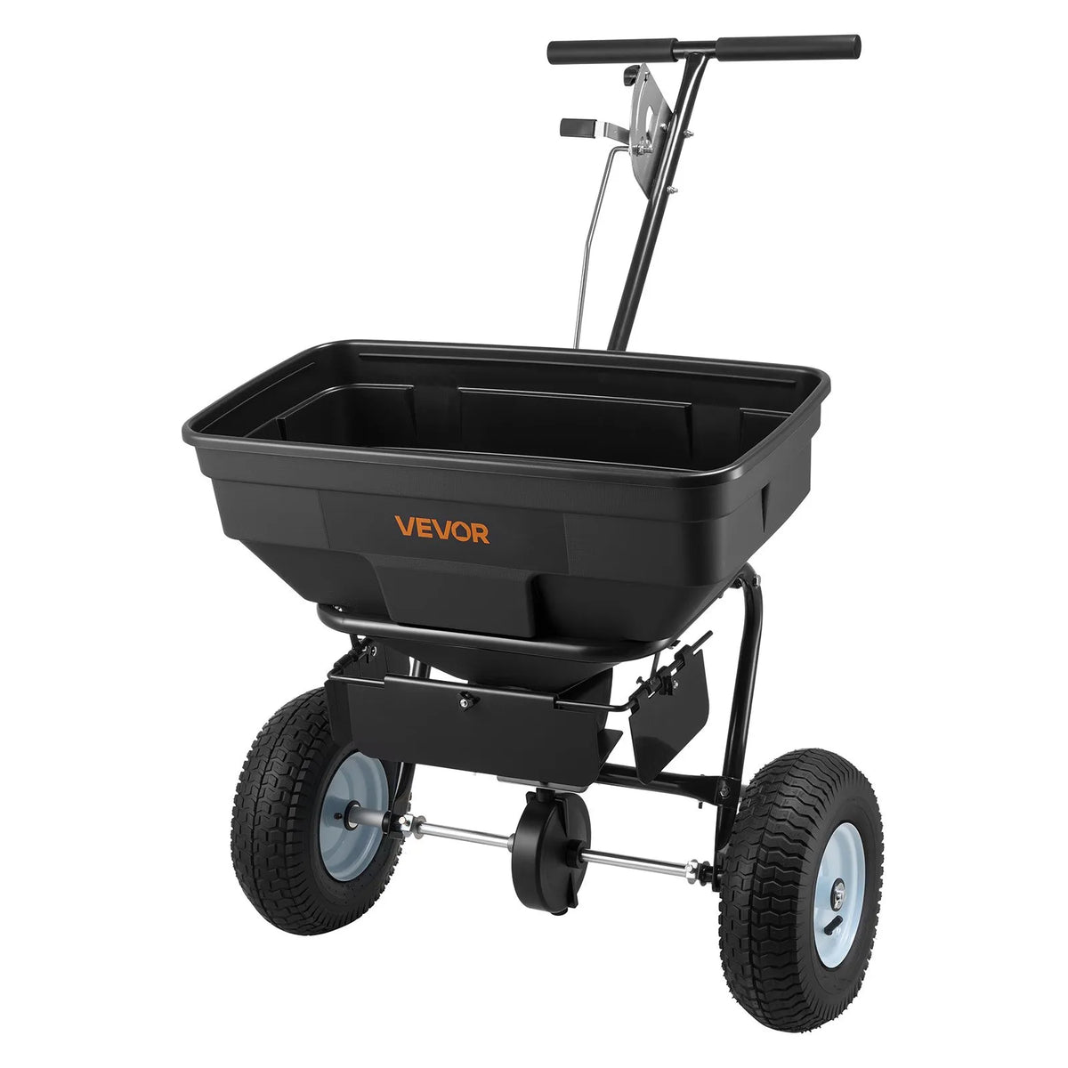 VEVOR stumjamais izkliedētājs ar 3,66 m izkliedes platumu, 33 cm visurgājēja riepas, regulējama padeves kontrole, 59 kg ietilpības tvertne, piemērots mēslojumam, sēklām un pretslīdes materiāliem - ZEMLETES.LV