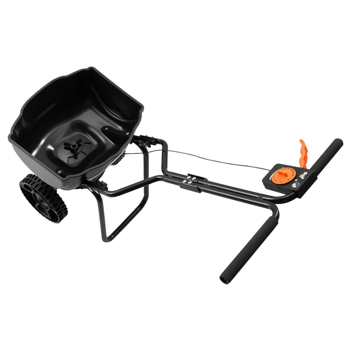 VEVOR Push Lawn Seeder, 3 m Spreading Width, Seeder with 59 kg Hopper Capacity and 25 cm All-Terrain Tyres, Push Garden and Lawn Seeder for Seeds, Fertiliser and Weed Control
