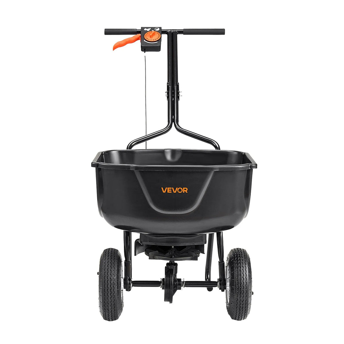 VEVOR Push Spreader, 27 kg Capacity, Push-Type Spreader with Hopper Screen, 0–3 m Spread Width, 20 cm All-Terrain Pneumatic Tyres, Garden and Lawn Spreader for Seeds and Fertiliser