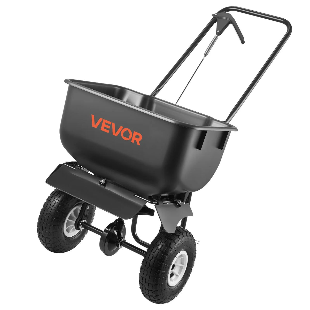 VEVOR stumjams zāliena kaisītājs ar 3,6 m kaisīšanas platumu, 36,3 kg ietilpība, izkliedes kaisītājs ar 254 mm visurgājēju riteņiem, piemērots sēklām, mēslojumam un sālim ledus kausēšanai - ZEMLETES.LV