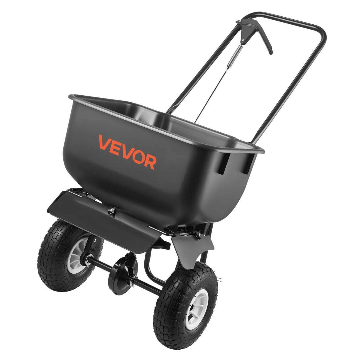 VEVOR stumjams zāliena kaisītājs ar 3,6 m kaisīšanas platumu, 36,3 kg ietilpība, izkliedes kaisītājs ar 254 mm visurgājēju riteņiem, piemērots sēklām, mēslojumam un sālim ledus kausēšanai - ZEMLETES.LV