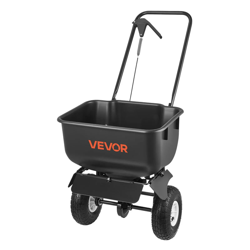 VEVOR stumjams zāliena kaisītājs ar 3,6 m kaisīšanas platumu, 36,3 kg ietilpība, izkliedes kaisītājs ar 254 mm visurgājēju riteņiem, piemērots sēklām, mēslojumam un sālim ledus kausēšanai - ZEMLETES.LV