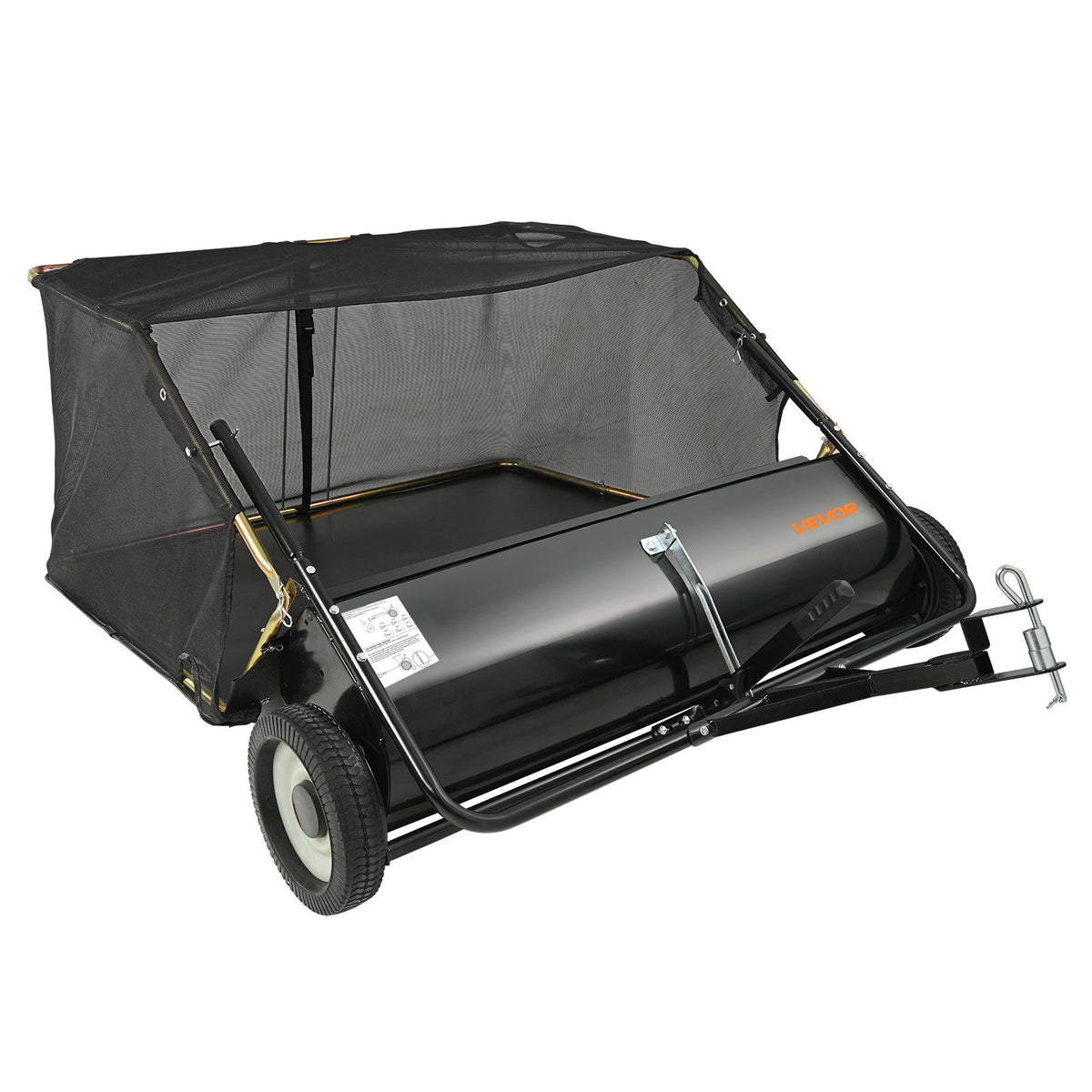 VEVOR Towed Lawn Sweeper, 127 cm Working Width, 26 cu. ft Large Capacity for Leaves and Grass Collection, Reinforced Garden Sweeper with Adjustable Sweeping Height, for Yard, Lawn and Farm