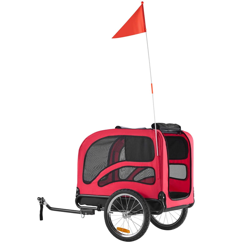 VEVOR suņu velopiekabe ar līdz 45 kg kravnesību, salokāms rāmis ar ātrās atvienošanas riteņiem, universāls velosavienotājs, atstarotājs, karogs un iekšējā pavada