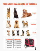 VEVOR suņu velopiekabe ar līdz 45 kg kravnesību, salokāms rāmis ar ātrās atvienošanas riteņiem, universāls velosavienotājs, atstarotājs, karogs un iekšējā pavada