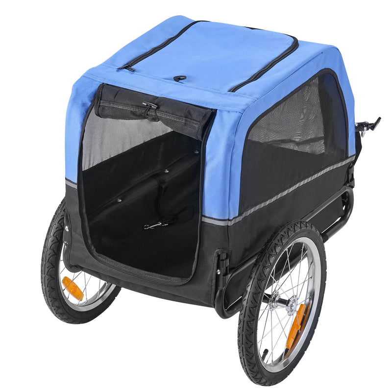 VEVOR suņu piekabe velosipēdam, līdz 30 kg, mājdzīvnieku pārvadāšanas rati maziem un vidējiem suņiem, ar viegli salokāmu rāmi, ātrās atvienošanas riteni, universālu velosipēda savienotāju, atstarotāju, karogu un iekšējo siksnu