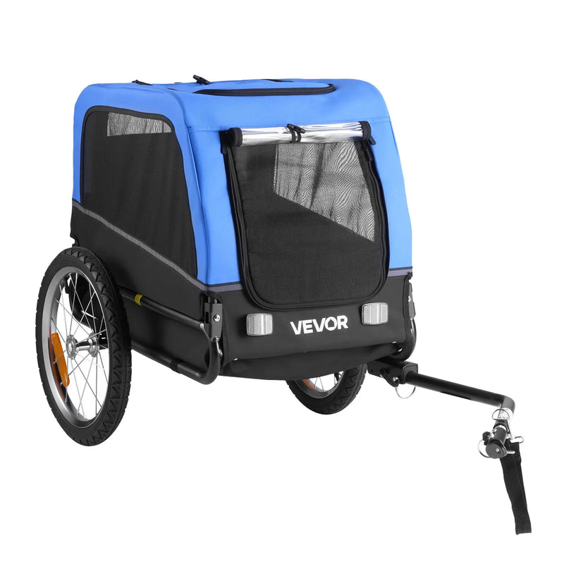 VEVOR suņu piekabe velosipēdam, līdz 30 kg, mājdzīvnieku pārvadāšanas rati maziem un vidējiem suņiem, ar viegli salokāmu rāmi, ātrās atvienošanas riteni, universālu velosipēda savienotāju, atstarotāju, karogu un iekšējo siksnu