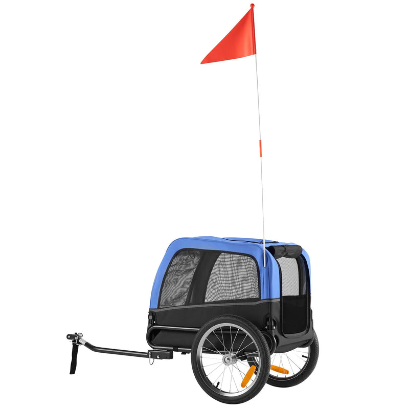 VEVOR suņu piekabe velosipēdam, līdz 30 kg, mājdzīvnieku pārvadāšanas rati maziem un vidējiem suņiem, ar viegli salokāmu rāmi, ātrās atvienošanas riteni, universālu velosipēda savienotāju, atstarotāju, karogu un iekšējo siksnu