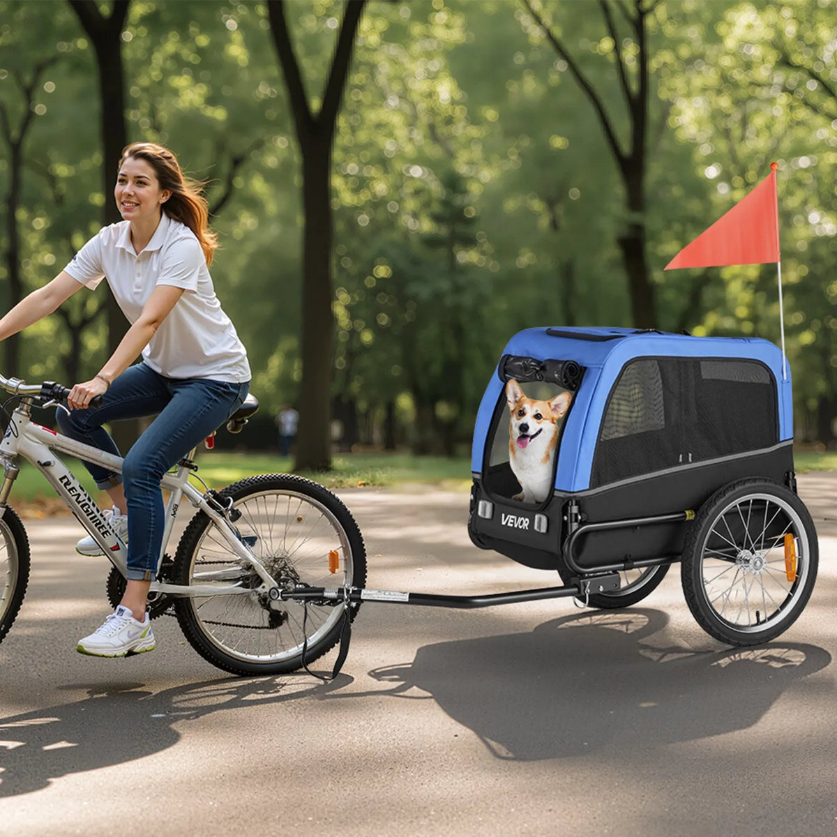 VEVOR Dog Bike Trailer with Foldable Frame, Quick-Release Wheels and Universal Coupler, up to 30 kg