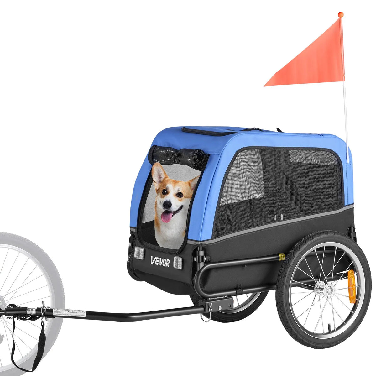 VEVOR Dog Bike Trailer with Foldable Frame, Quick-Release Wheels and Universal Coupler, up to 30 kg
