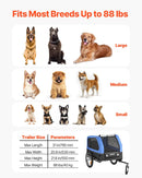 VEVOR velopiekabe suņiem, kravnesība līdz 40 kg, salokāms rāmis ar ātrās atvienošanas riteņiem, universāls velosavienotājs, atstarotājs, karogs un iekšējā pavada