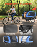 VEVOR velopiekabe suņiem, kravnesība līdz 40 kg, salokāms rāmis ar ātrās atvienošanas riteņiem, universāls velosavienotājs, atstarotājs, karogs un iekšējā pavada