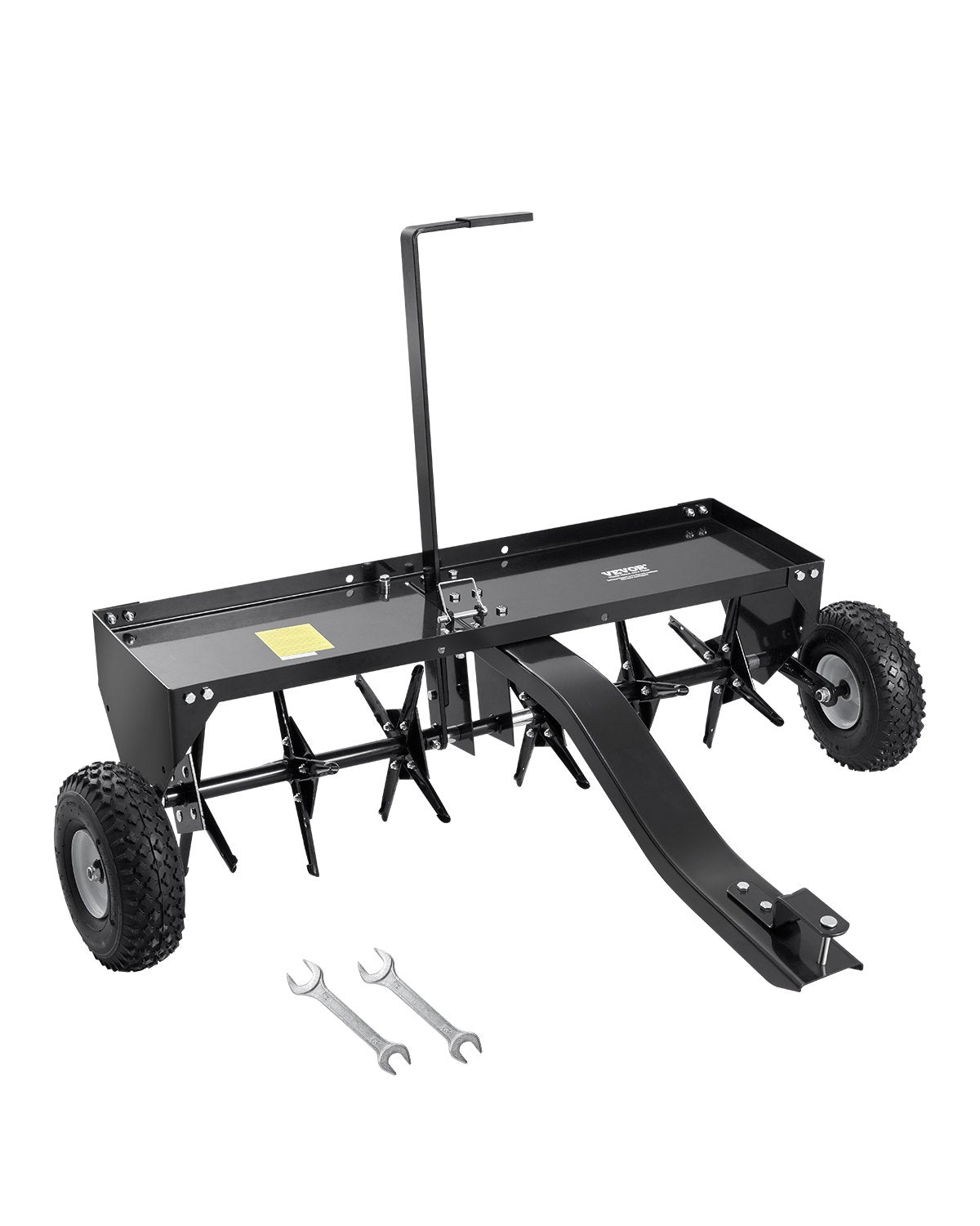 VEVOR Tow-Behind Lawn Aerator 1016 mm with Universal Hitch, Lawn Aeration Machine with Staggered Iron Spikes for Lawns, Gardens and Farms