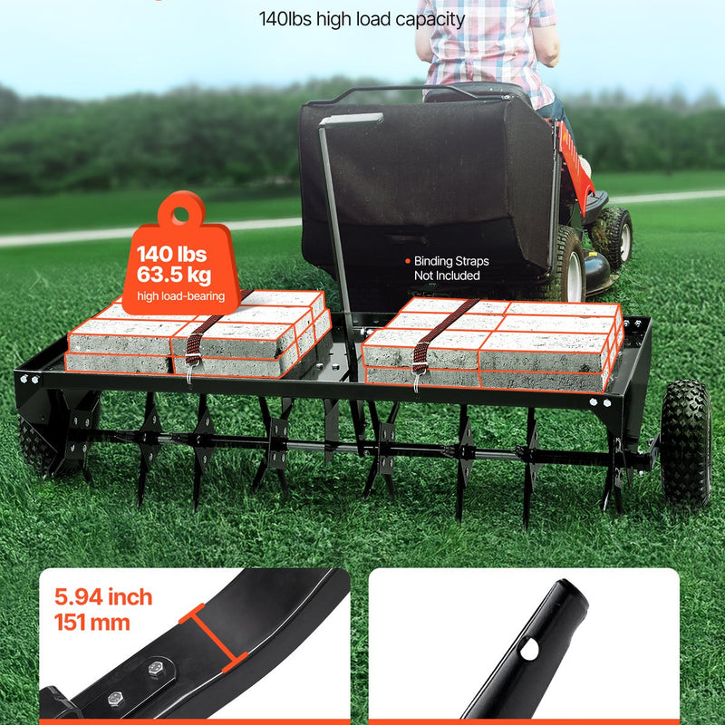 VEVOR velkamais aerators zālienam, 1220 mm, ar universālu sakabi