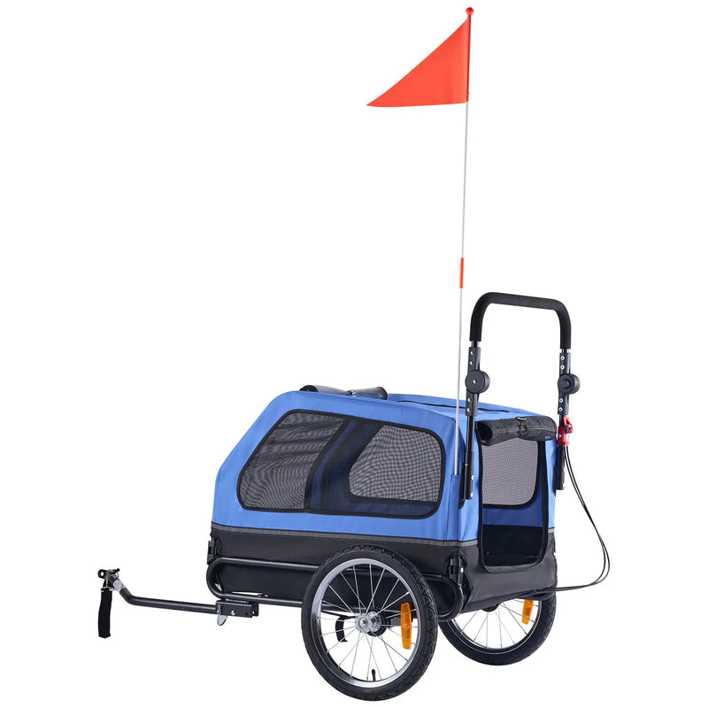 VEVOR suņu velopiekabe 2 in 1 ar līdz 40 kg kravnesību, salokāms rāmis ar ātrās atvienošanas riteņiem, universāls velosavienotājs un iekšējā pavada