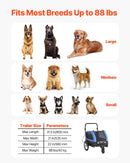 VEVOR suņu velopiekabe 2 in 1 ar līdz 40 kg kravnesību, salokāms rāmis ar ātrās atvienošanas riteņiem, universāls velosavienotājs un iekšējā pavada