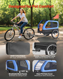 VEVOR suņu velopiekabe 2 in 1 ar līdz 40 kg kravnesību, salokāms rāmis ar ātrās atvienošanas riteņiem, universāls velosavienotājs un iekšējā pavada