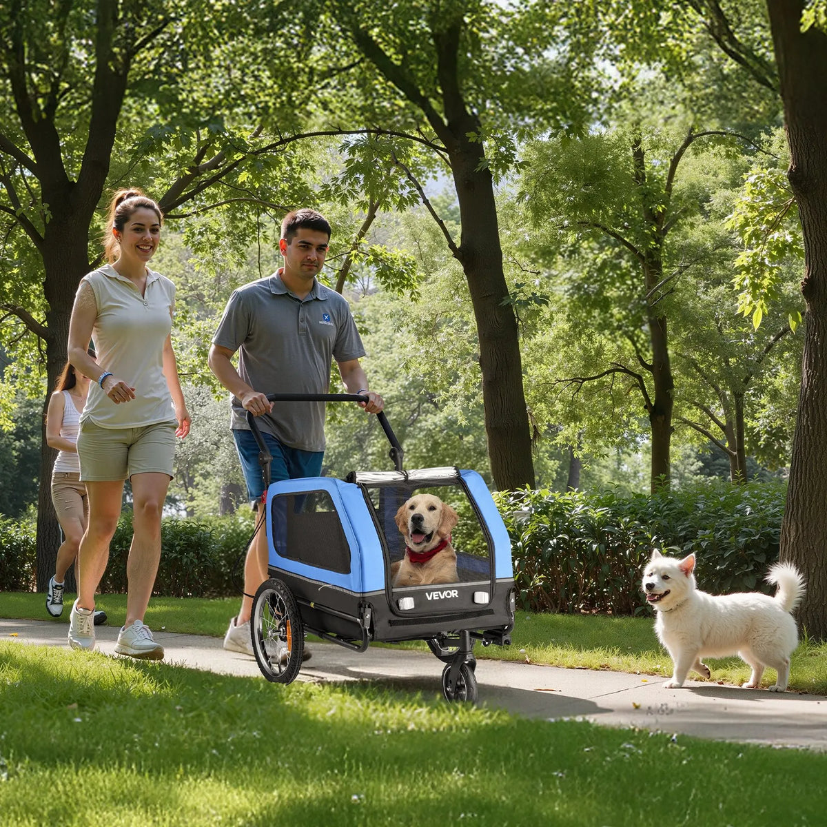 VEVOR suņu velopiekabe 2 vienā (piekabe un rati) ar salokāmu rāmi un universālu savienotāju, līdz 40 kg