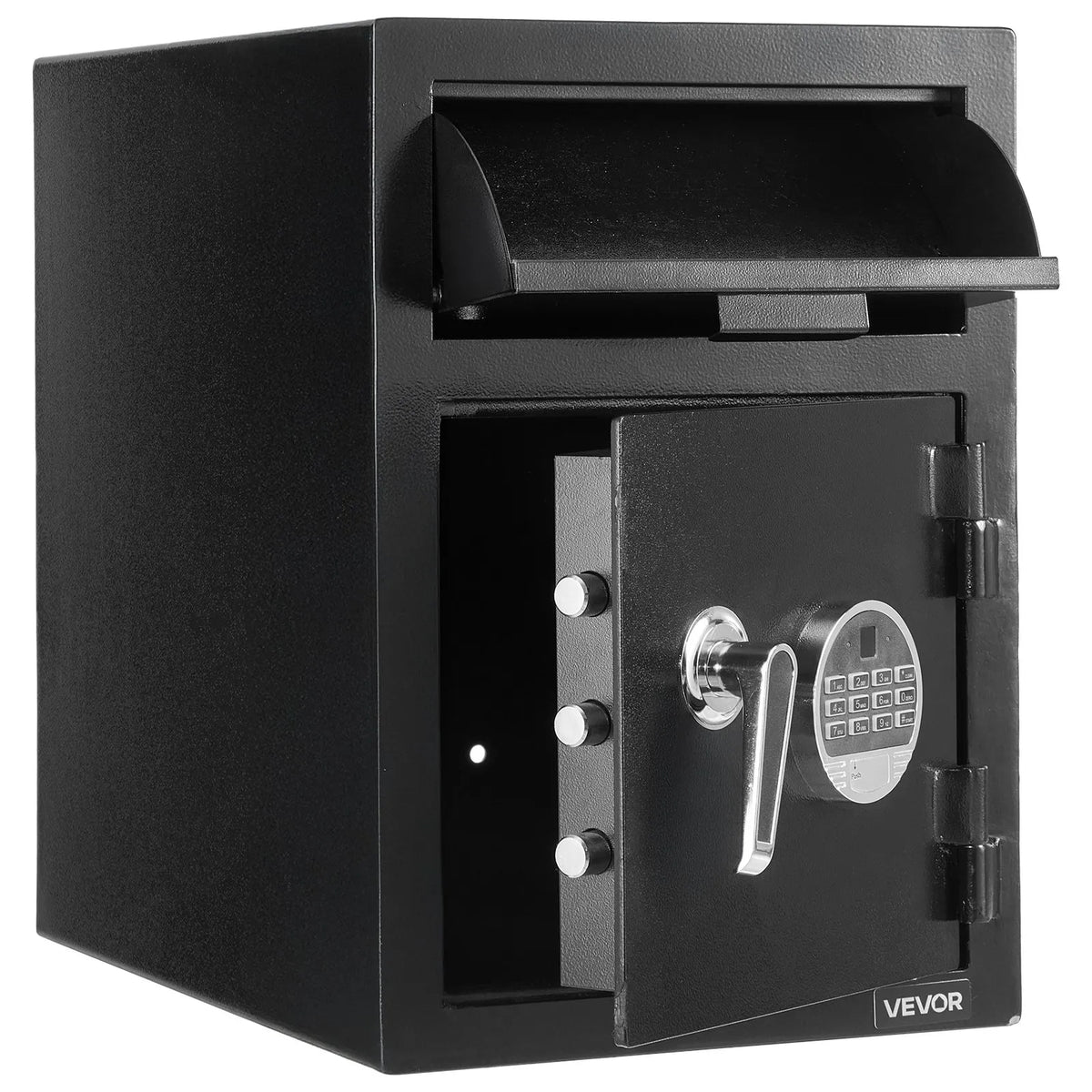 VEVOR 34 L Drop Safe with Front Deposit Slot, Digital Keypad and Backup Keys, Durable Two-Level Money and Document Deposit Safe for Cash, Bank Receipts, Jewellery, Documents and Bills, Black