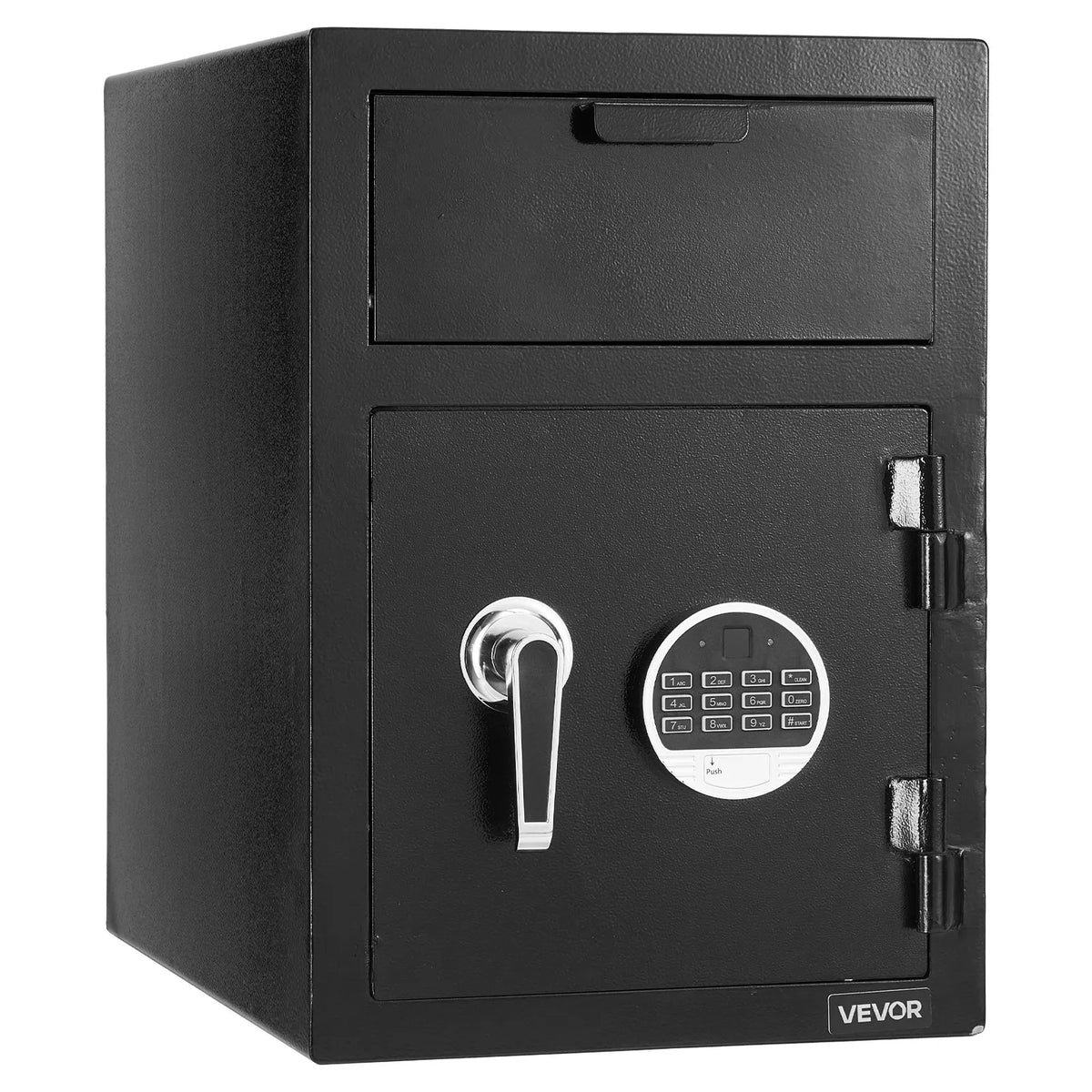 VEVOR 34 L Drop Safe with Front Deposit Slot, Digital Keypad and Backup Keys, Durable Two-Level Money and Document Deposit Safe for Cash, Bank Receipts, Jewellery, Documents and Bills, Black