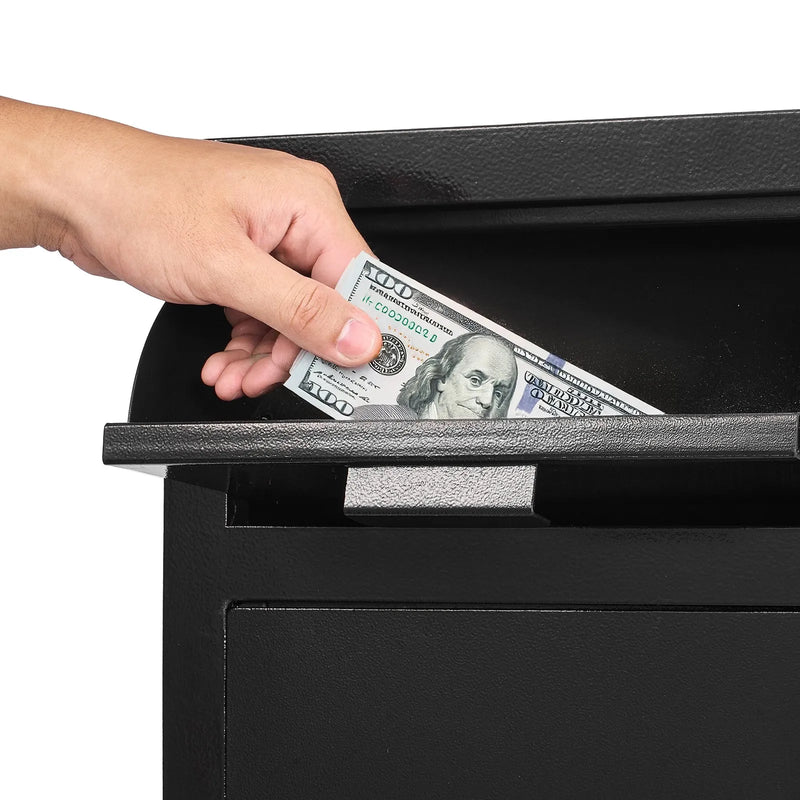 VEVOR 34 l iemaksas seifs ar priekšējo iemaksas atveri, digitālo tastatūru un rezerves atslēgām, izturīgs divu līmeņu naudas un dokumentu noguldījumu seifs skaidrai naudai, bankas kvītīm, rotaslietām, dokumentiem un rēķiniem, melns
