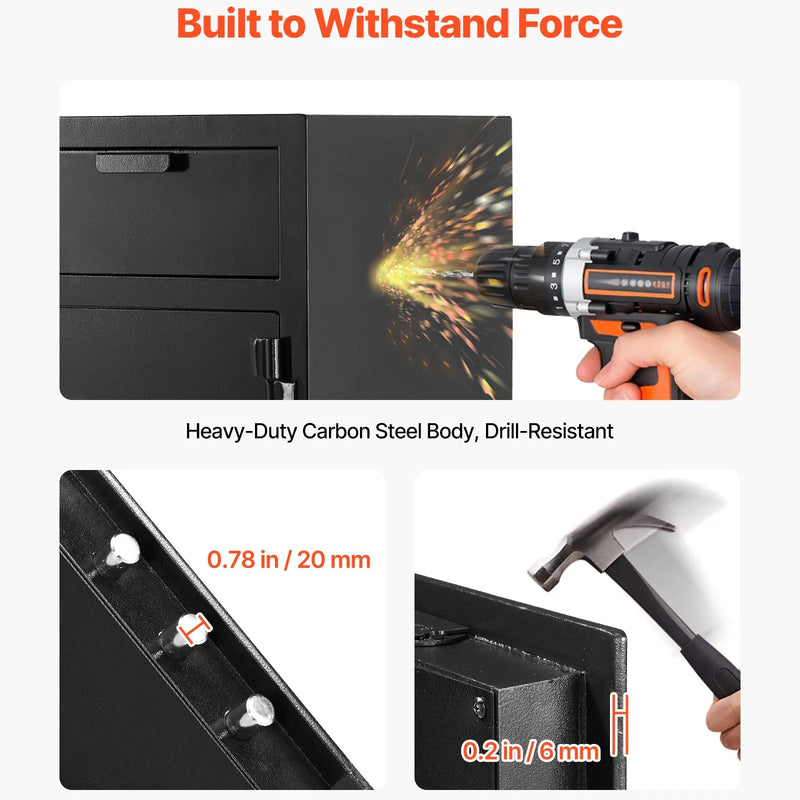 VEVOR 34 l iemaksas seifs ar priekšējo iemaksas atveri, digitālo tastatūru un rezerves atslēgām, izturīgs divu līmeņu naudas un dokumentu noguldījumu seifs skaidrai naudai, bankas kvītīm, rotaslietām, dokumentiem un rēķiniem, melns