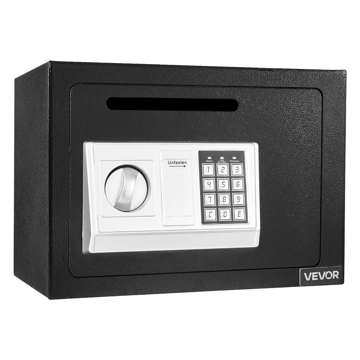 VEVOR 17 L Drop Safe with Front Deposit Slot, Password Lock and Rotating Handle, Durable Compact Cash Deposit Safe for Cash, Bank Receipts, Jewellery, Documents and Bills, Black