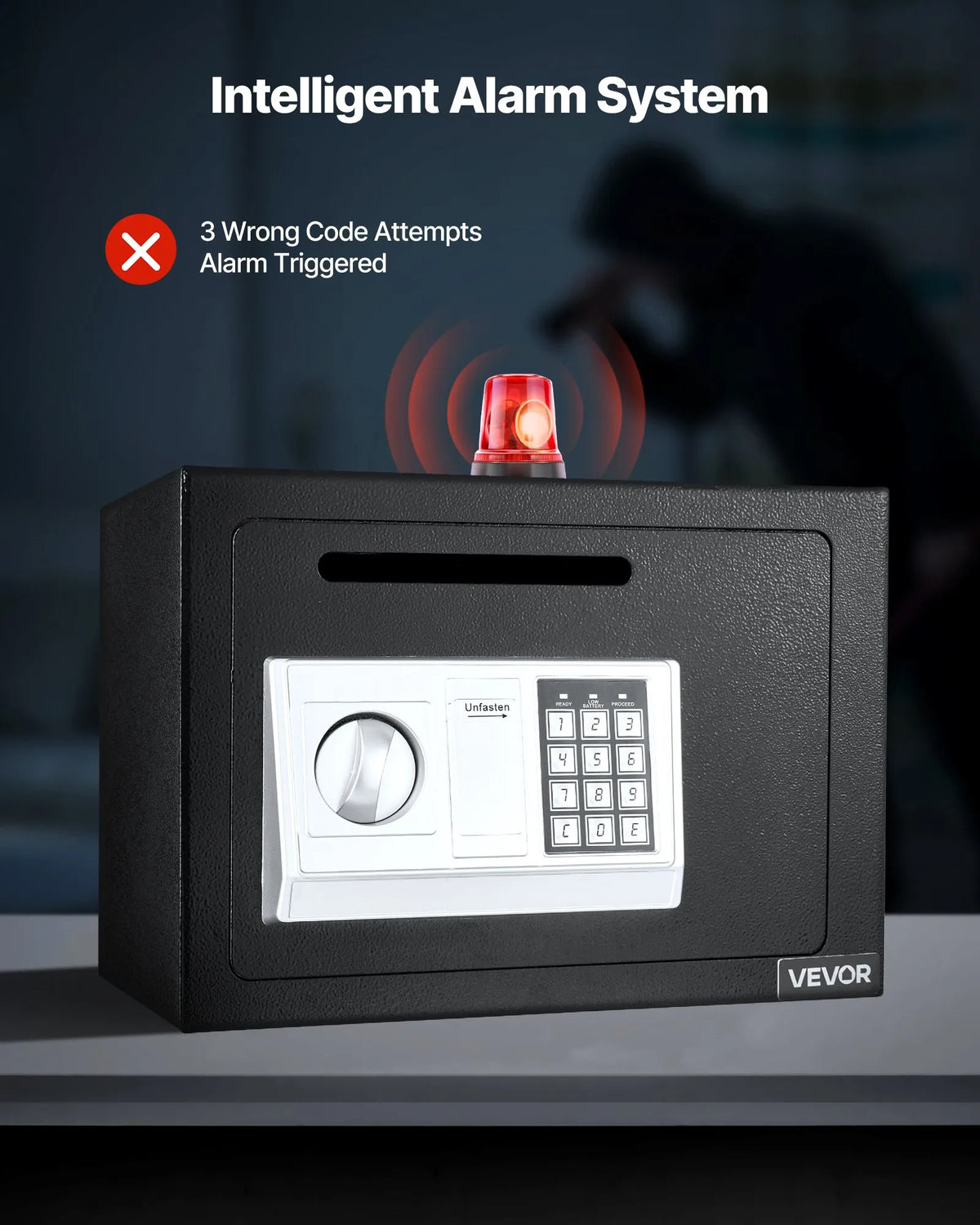 VEVOR 17 L Drop Safe with Front Deposit Slot, Password Lock and Rotating Handle, Durable Compact Cash Deposit Safe for Cash, Bank Receipts, Jewellery, Documents and Bills, Black