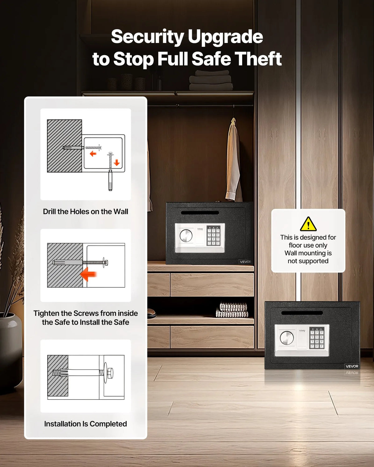 VEVOR 17 L Drop Safe with Front Deposit Slot, Password Lock and Rotating Handle, Durable Compact Cash Deposit Safe for Cash, Bank Receipts, Jewellery, Documents and Bills, Black