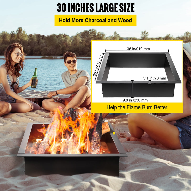 VEVOR ugunskura gredzens - 91 cm ārējais / 76 cm iekšējais tērauda ieliktnis (1,5 mm biezums) ar tvērējām - DIY zemē iebūvējams ugunskura ieliktnis dārzam, terasei un pagalmam