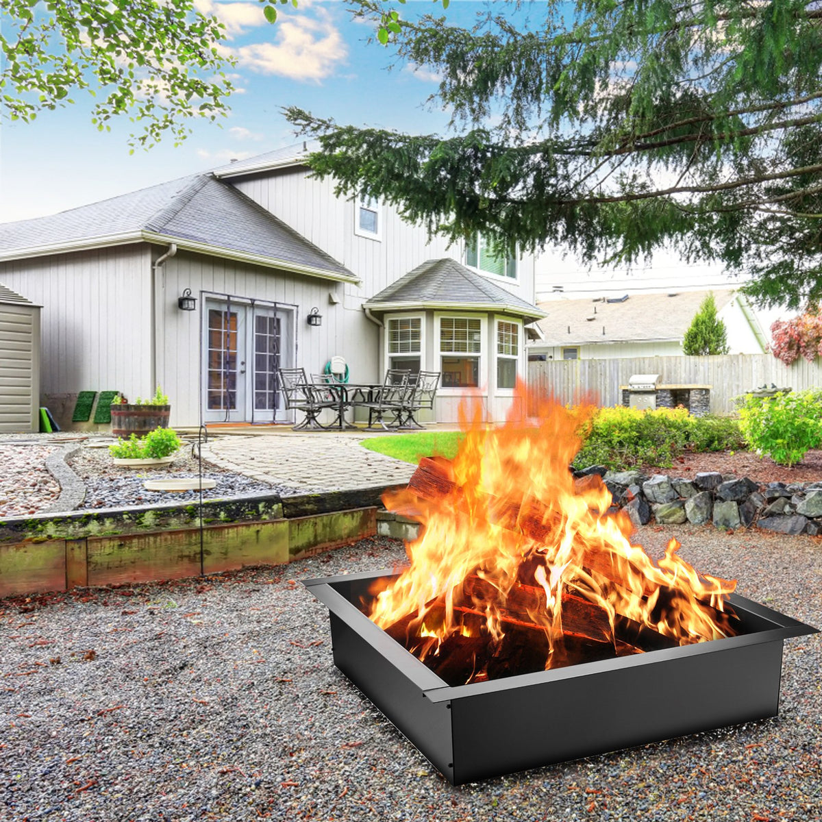 VEVOR Fire Ring – 91 cm Outer / 76 cm Inner Steel Insert (1.5 mm Thickness) with Handles – DIY In-Ground Fire Ring Insert for Garden, Terrace and Patio