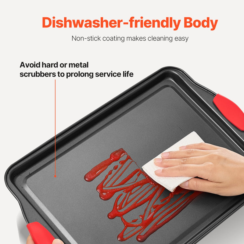 VEVOR Cepešpannu komplekts 10 gabali, nelipīgs oglekļa tērauda komplekts ar silikona rokturiem