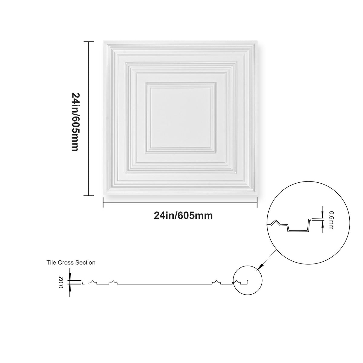 VEVOR griestu flīzes, 12 gab., 60 x 60 cm, PVC, viegla uzstādīšana, balts perforēts raksts