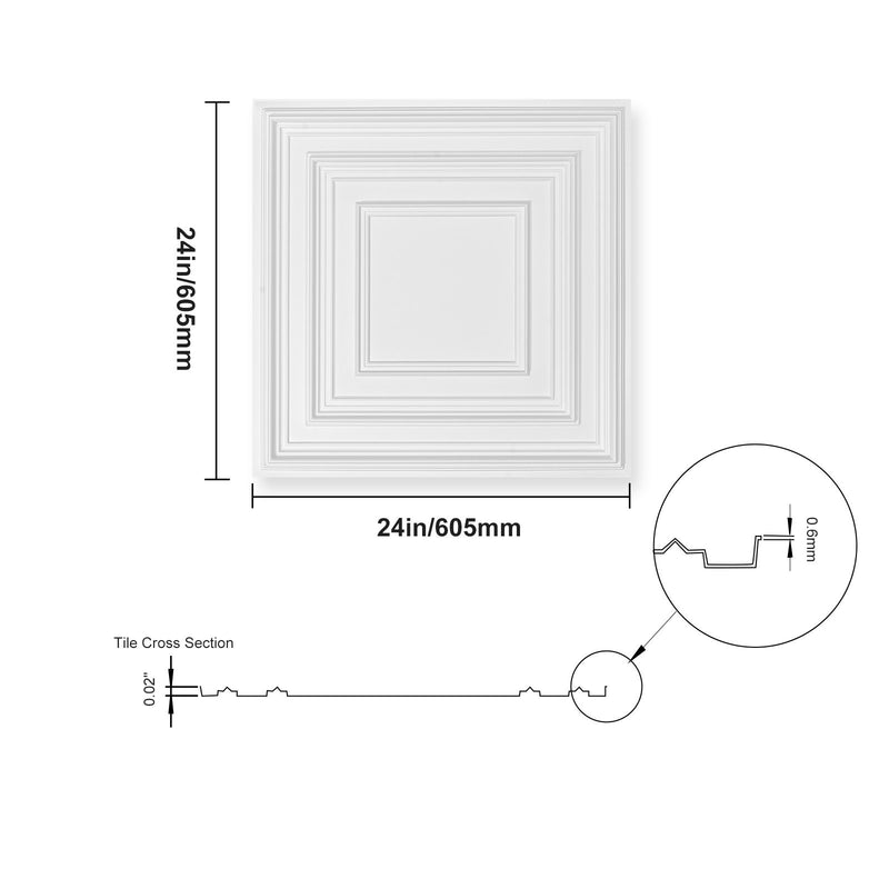 VEVOR griestu flīzes, 12 gab., 60 x 60 cm, PVC, viegla uzstādīšana, balts perforēts raksts