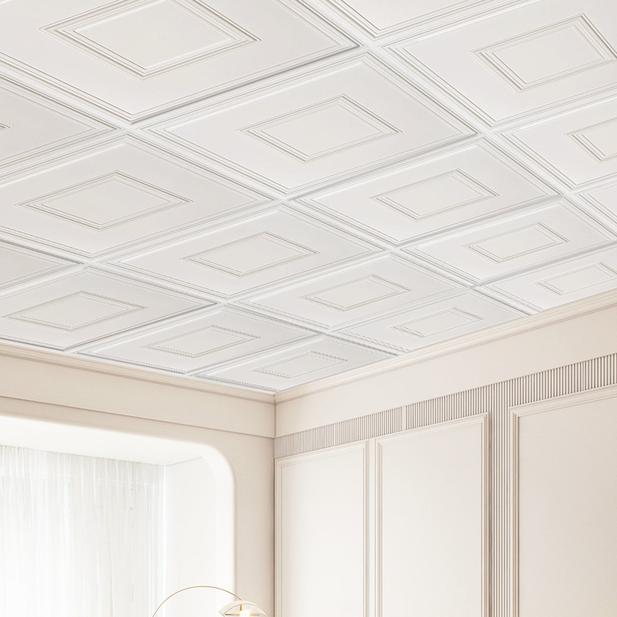VEVOR Ceiling Panels, 12 pcs, 600 x 600 mm, PVC, Easy to Install, White, Geometric Pattern