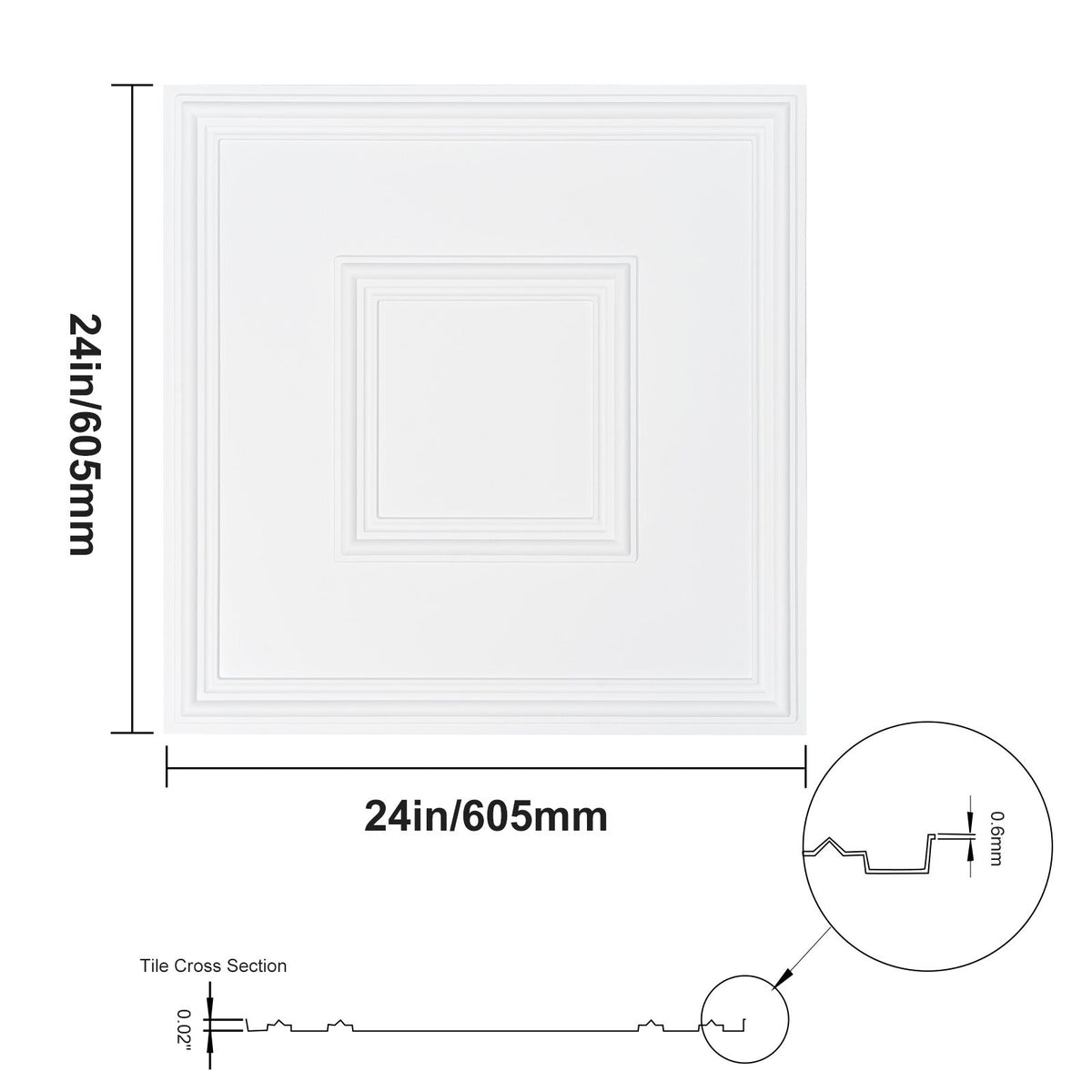 VEVOR Ceiling Panels, 12 pcs, 600 x 600 mm, PVC, Easy to Install, White, Geometric Pattern