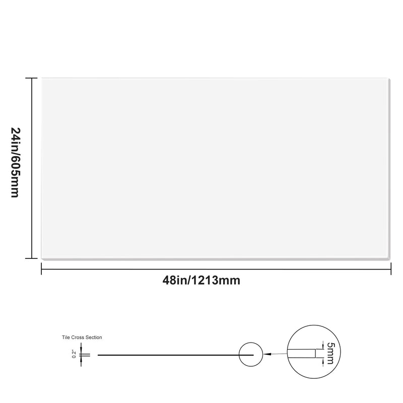 VEVOR 60.5 x 121.3 cm griestu flīzes gludas, baltas, 10 gab. iepakojumā,  PVC, ugunsizturīgas