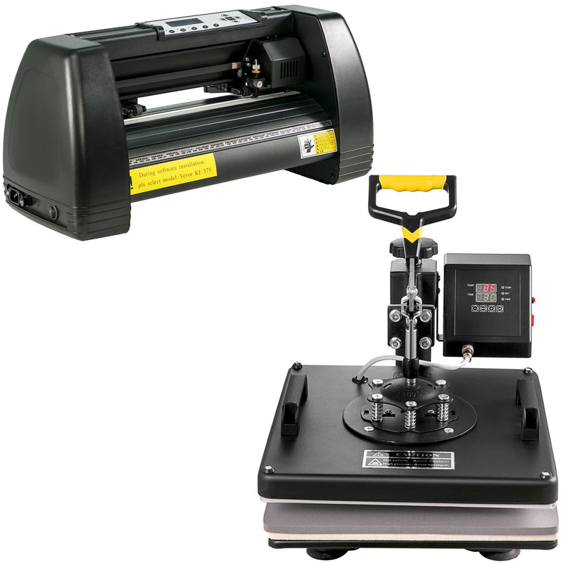 VEVOR 5-in-1 Siltuma prese 38 x 38 cm ar vinila griezēju un plotteru 35 cm, galda versija ar apgaismojumu T-kreklu drukāšanai