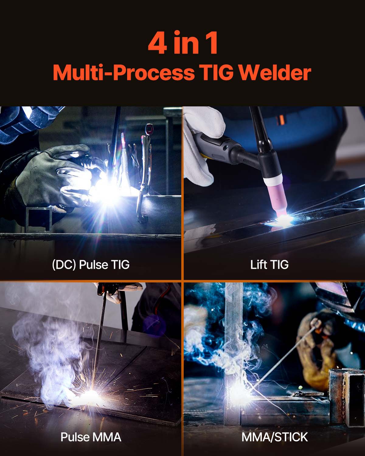 VEVOR TIG Welding Machine 4 in 1 – Pulse TIG, Lift TIG, MMA, Stick, IGBT, LED Display