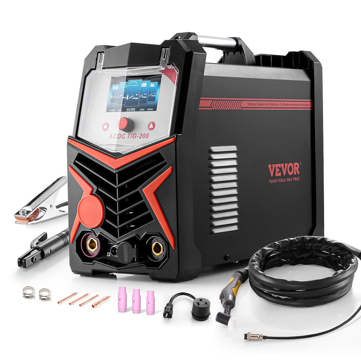 VEVOR TIG Welding Machine 200 A 6 in 1 for Aluminium – AC/DC TIG, AC/DC Pulse, Spot TIG, MMA, Synergic
